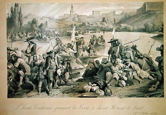 The Vendean Army Crossing the Loire at St. Florent le Vieil, 18th October 1793 a Scuola Francese