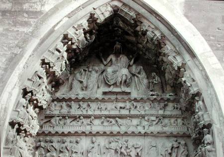 Tympanum from the left portal of the north transcept depicting the Last Judgement a Scuola Francese