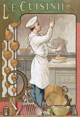 The Cook, c.1899 (colour litho) a French School, (19th century)