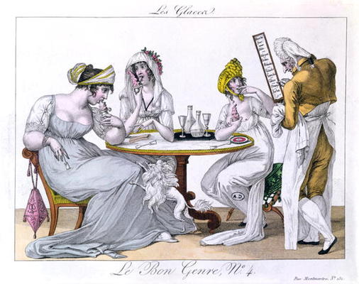 The Ice Cream, plat 4 from 'Le Bon Genre', Paris, 1827 (coloured engraving) a French School, (19th century)