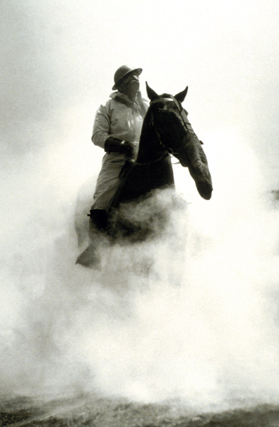 Soldier and Horse wearing a gas mask during the Battle of Verdun a French Photographer, (20th century)
