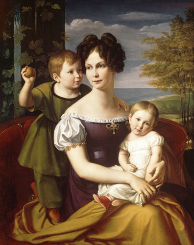 Grand Duchess Alexandrine of Mecklenburg with her two Children a Friedrich Wilhelm von Schadow