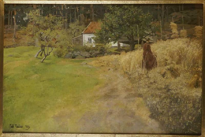 Farmer's wife at reaping work. a Frits Thaulow