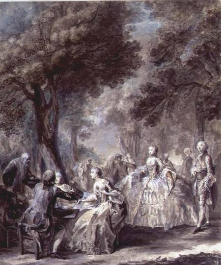 Parisians out for a Walk, 1760-1 (pen and ink, wash a Gabriel de Saint-Aubin