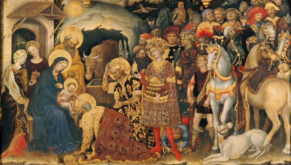 Adoration of the Magi (altarpiece) (detail of 29414) a Gentile da Fabriano