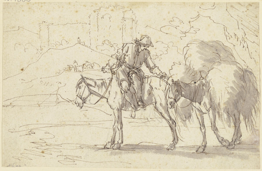 A farmer on a horse a Georg Philipp Rugendas il vecchio