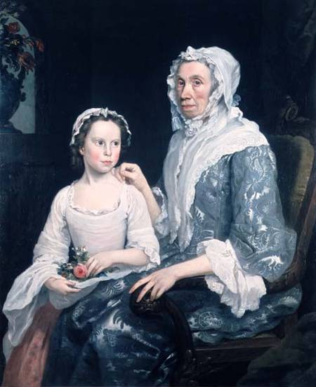 Portrait of an Elderly Lady and a Young Girl a George Beare