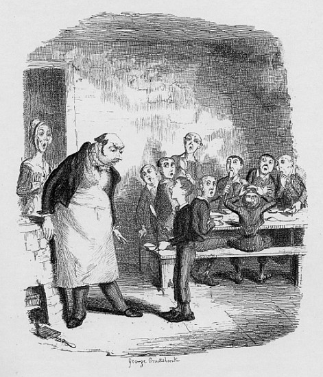 Oliver asking for more, from ''The Adven - George Cruikshank come stampa  d\'arte o dipinto.