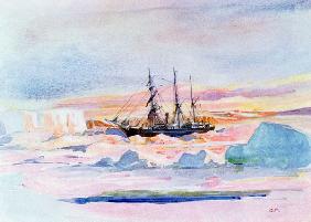 Aurora Australis, illustrazione da ''Il cuore dell'Antartide: La Spedizione Nimrod al Sud"