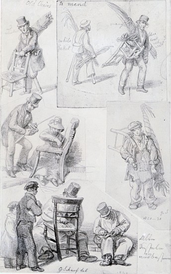 Chair menders on the streets of London, 1820-30 a George the Elder Scharf