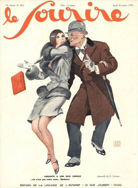 Front cover of ''Le Sourire'', January 1930 (colour litho)  a Georges Leonnec