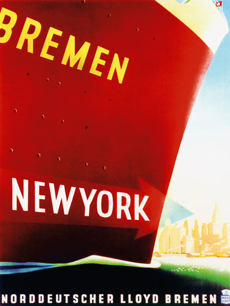 New York", manifesto pubblicitario della North German Lloyd Line a German School, (20th century)