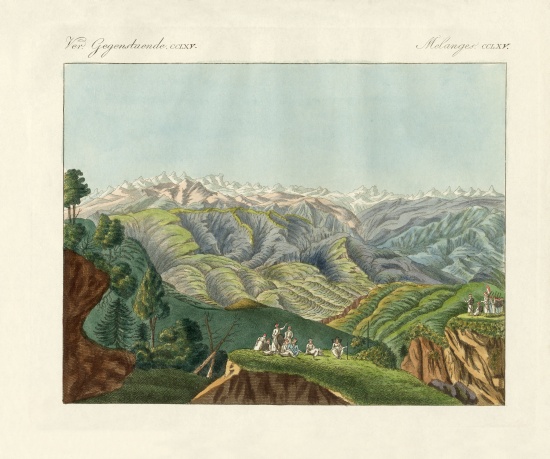 Two views of the Himalayas a German School, (19th century)