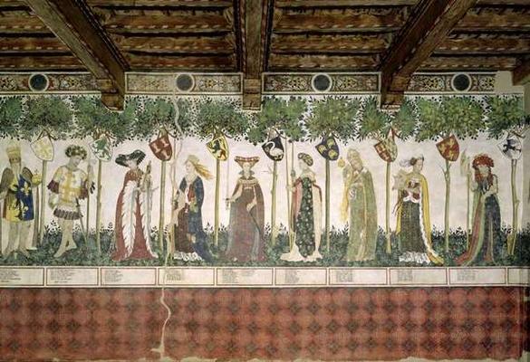 The Nine Worthies and the Nine Worthy Women, detail of Charlemagne, Godfrey de Bouillon, Delphine, I a Giacomo Jaquerio