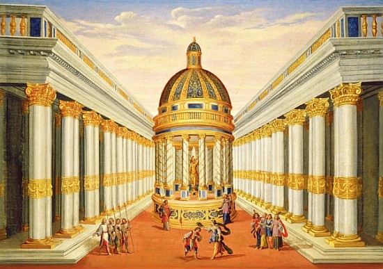 Act I, scenes VII and VIII: Baccus'' Temple a Giacomo Torelli