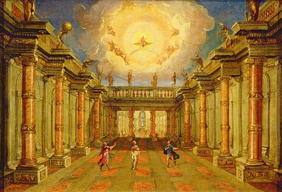 Act II, scene X: the courtyard of the King of Naxos a Giacomo Torelli