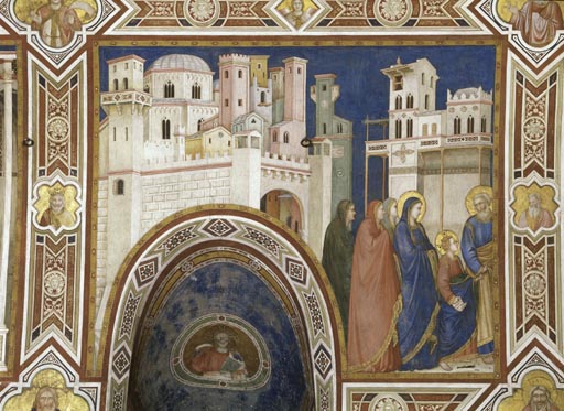 Die Heimkehr des zwoelfjaehrigen Jesus mit Maria und Josef nach Nazareth a Giotto di Bondone