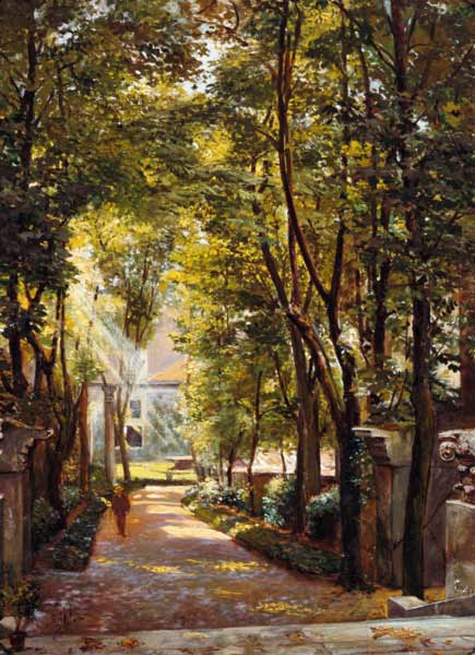 Sentiero soleggiato nel parco a Giovanni B. Filosa
