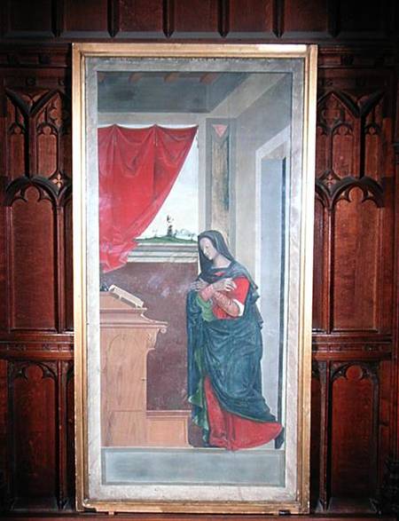 Virgin Annunciate, annunciation panel originally forming one of the outside shutters of the organ in a Giovanni de' Vajenti Speranza