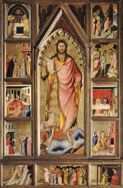 Der Hl. Johannes  umgeben von elf Szenen seines Lebens. a Giovanni (di Niccolo) del Biondo