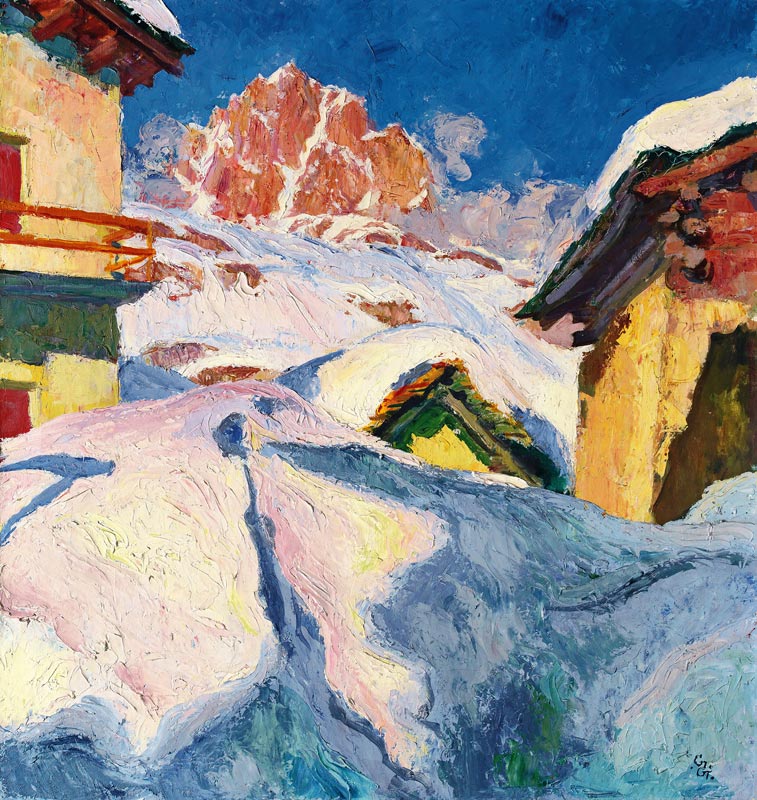 Capolago in Winter with a View of Piz Lagrev a Giovanni Giacometti