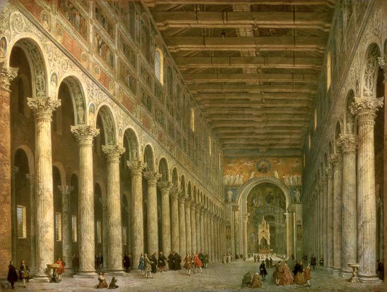 Interior of the Church of San Paolo Fuori le Mura, Rome a Giovanni Paolo Pannini