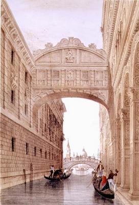 The Bridge of Sighs, Venice, engraved by Lefevre (litho) a Giovanni Pividor