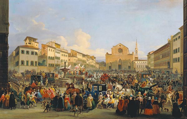 View of Piazza Santa Croce on the occasion of a carnival a Giovanni Signorini