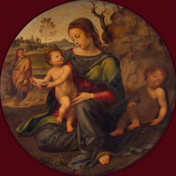 The Holy Family with the young John the Baptist a Giuliano Bugiardini