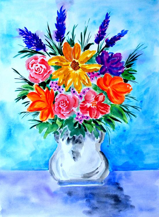 Bunter Blumenstrauß in Vase a Sebastian  Grafmann