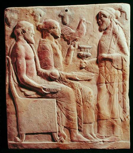 Plaque depicting an offering a Greek School