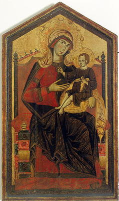 Madonna and Child Enthroned (tempera on panel) a Guido  da Siena