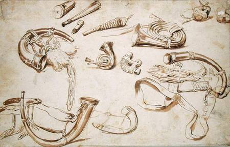 Hunting Paraphanalia (pencil, pen and a Giuseppe Pellizza da Volpedo