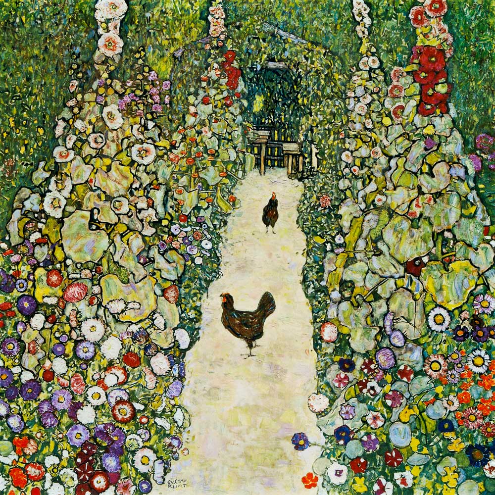 Entrata di giardino con polli a Gustav Klimt