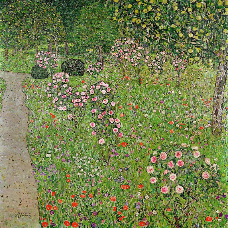 Orchard with roses (Obstgarten mit Rosen) a Gustav Klimt