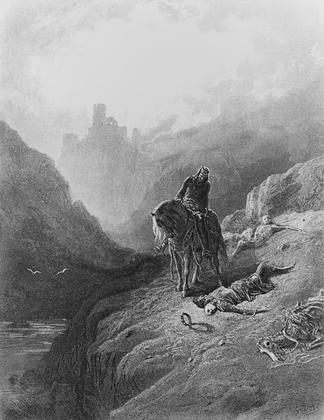 King Arthur discovers the Skeletons of the Brothers, illustration from ''Idylls of the King'' a Gustave Alfred TennysonDore