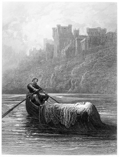 The Body of Elaine on its way to King Arthur''s Palace, illustration from ''Idylls of the King'' a Gustave Alfred TennysonDore