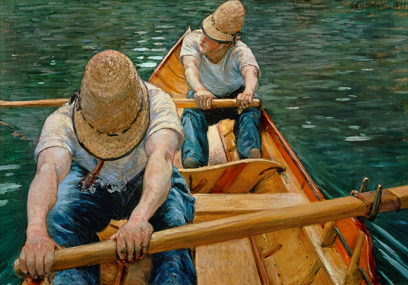 Boaters Rowing on the Yerres a Gustave Caillebotte