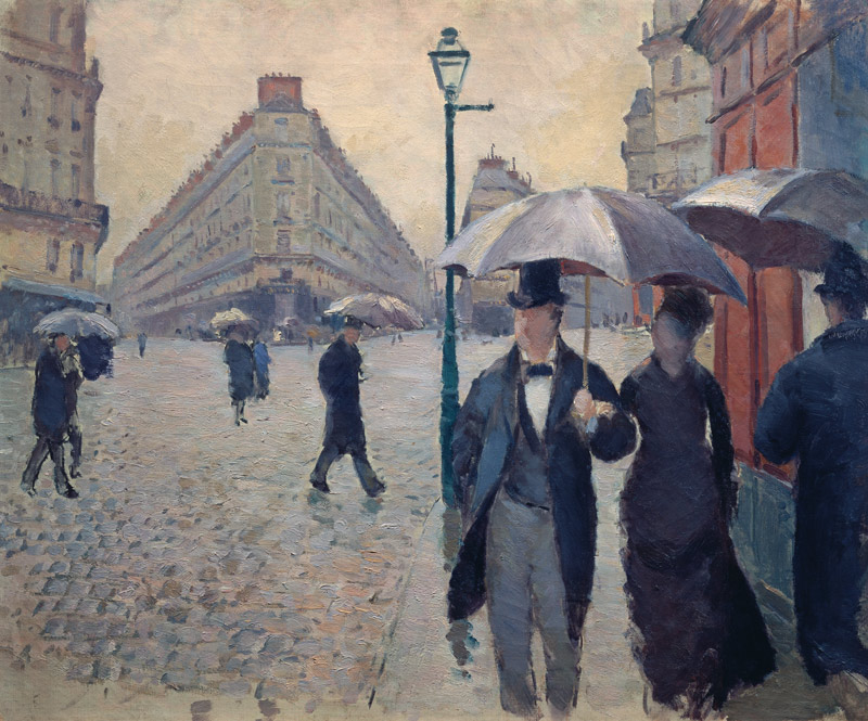 Rainy day in Paris at the crossroads of the Rue de Turin and Rue de Moscow. a Gustave Caillebotte