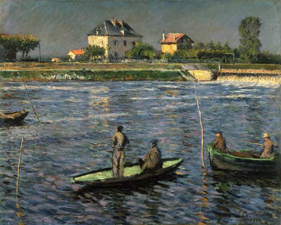 Fishing boats on his a Gustave Caillebotte