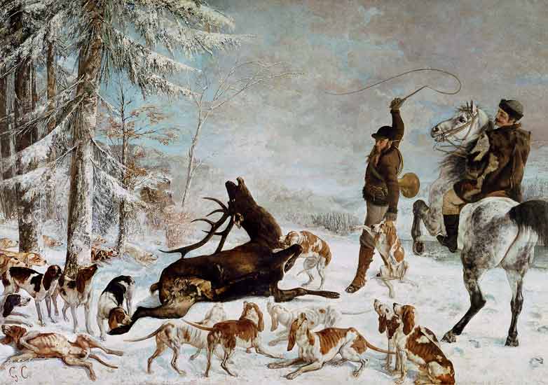 L ' hallali you cerf (Épisode de chasse are of courre sur un land inclines de) a Gustave Courbet
