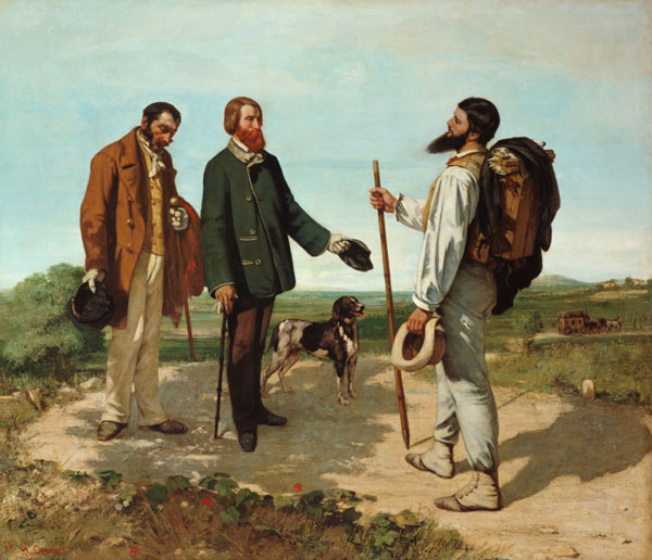 The meeting (or: Voucher at-home day Monsieur Courbet) a Gustave Courbet