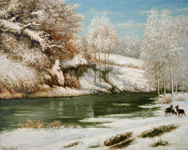 Winterlandschaft mit Rotwild a Gustave Courbet