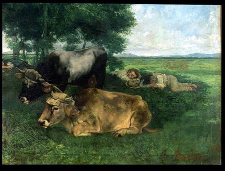 La Siesta Pendant la saison des foins (and detail of animals sleeping under a tree), 1867 a Gustave Courbet