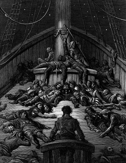 The Mariner gazes on his dead companions and laments the curse of his survival while all his fellow  a Gustave Doré