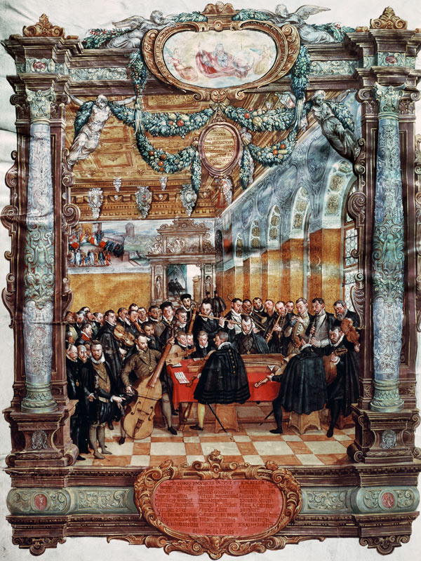 Chamber concert at the Bavarian court end grand Livre de Choer fol187 a Hans Mielich
