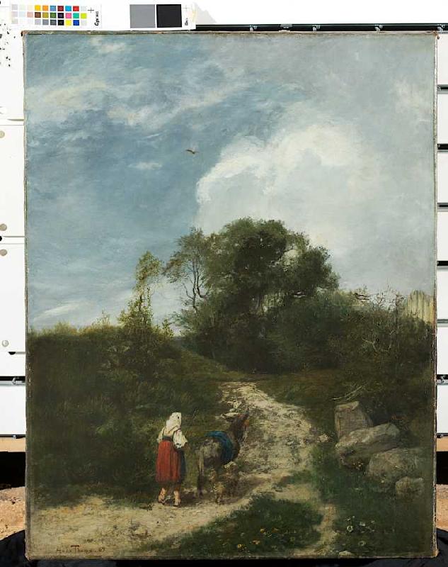 Landschaft mit Eseltreiberin a Hans Thoma