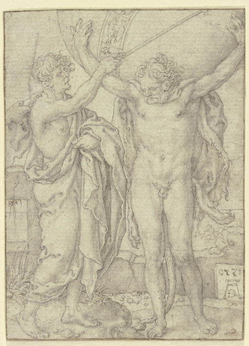 Herkules hilft Atlas die Weltkugel tragen a Heinrich Aldegrever
