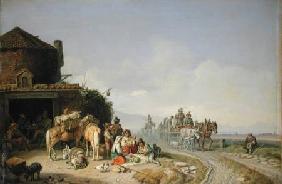 Travellers Before a Roadside Inn