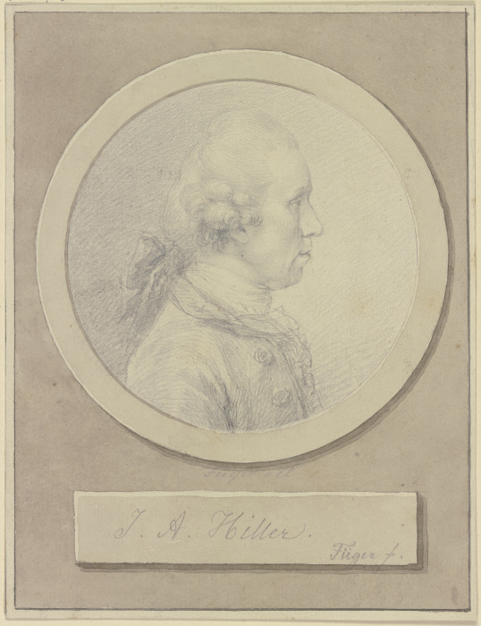 Brustbild des Johann Adam Hiller im Profil nach rechts a Heinrich Friedrich Füger